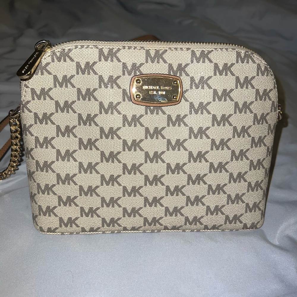Michael Kors Monogram Crossbody Bag - Beige and Brown